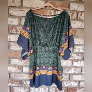 Farm Rio Women's Colorful Lightweight Kaftan Style Mini Dress Sz P (XS/S) Boho